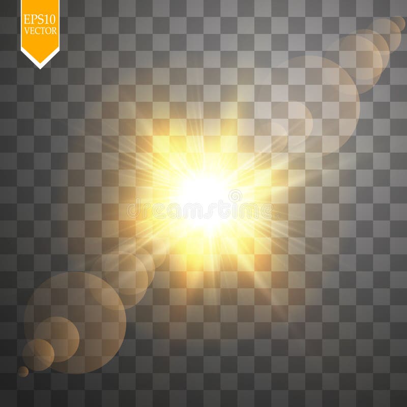Effetto della luce speciale del chiarore della lente di luce solare trasparente di vettore Flash di Sun con i raggi ed il riflett royalty illustrazione gratis Effetto della luce speciale del chiarore della lente di luce solare trasparente di vettore Flash di Sun con i raggi ed il riflett royalty illustrazione gratis