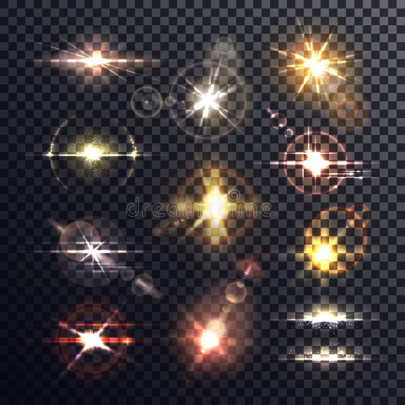 Effetto della stella o del sole, del fascio e della luce di scoppio illustrazione di stock Effetto della stella o del sole, del fascio e della luce di scoppio illustrazione di stock