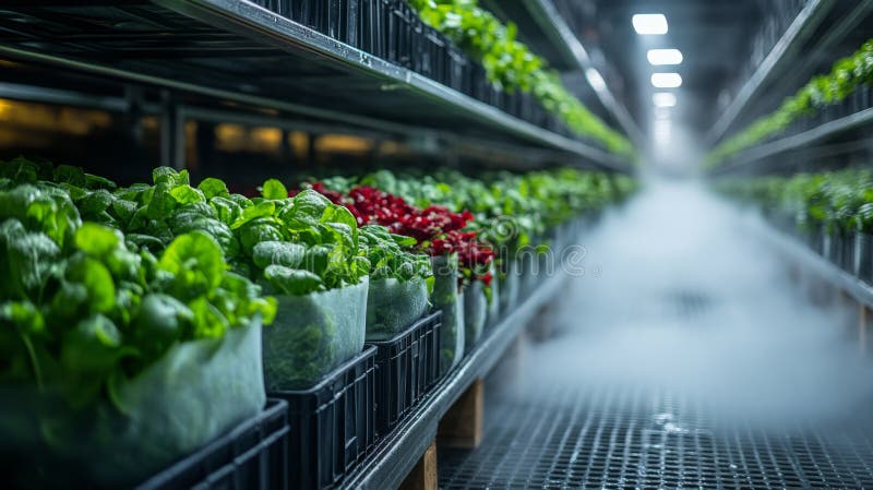Efficient Cold Storage Facility for Perishable Goods With Climate Control Technology Ensuring Optimal Conditions for stock photography