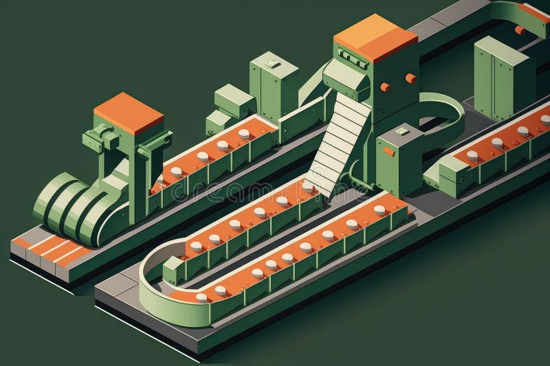 Efficient Conveyor Belt System with Manufacturing Products Stock Image