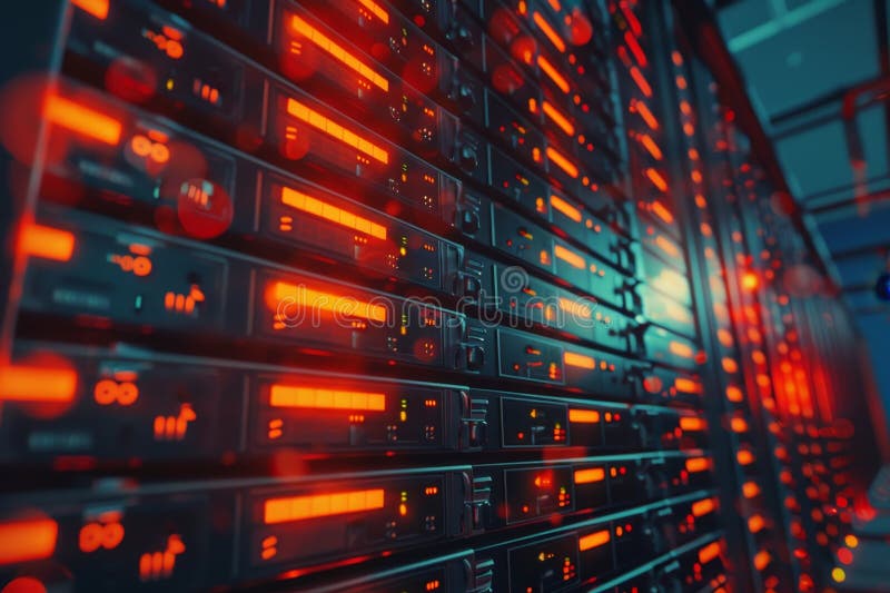 Efficient data storage and database management on computer servers for optimal information handling vector illustration
