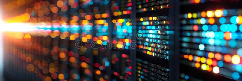 Efficient data storage and database management on computer servers for optimal information handling stock illustration