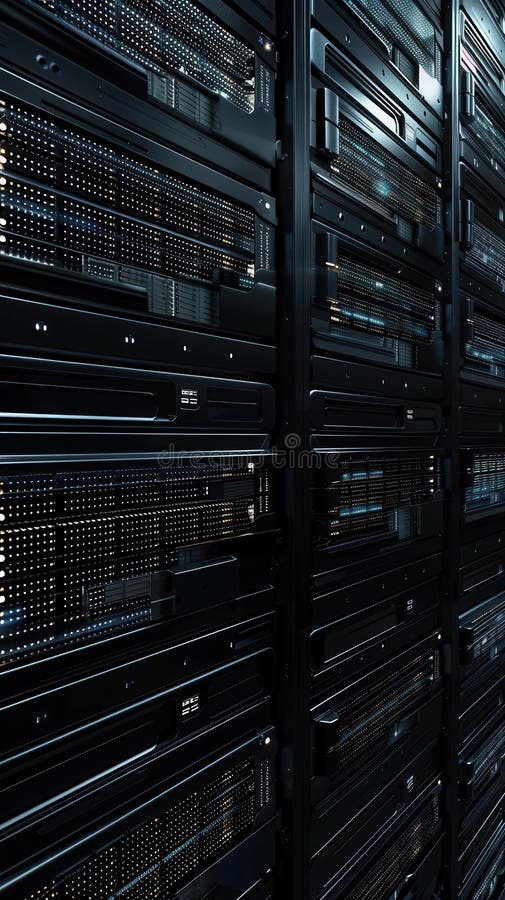Efficient Database Management. Data storage and organization. An illustration showing a abstract representation of a database system storing and organizing large amounts of information efficiently , cinematic background