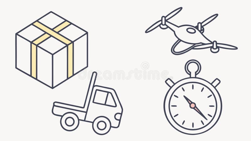 Efficient delivery services: truck, package, and stopwatch vector design Generative AI royalty free illustration