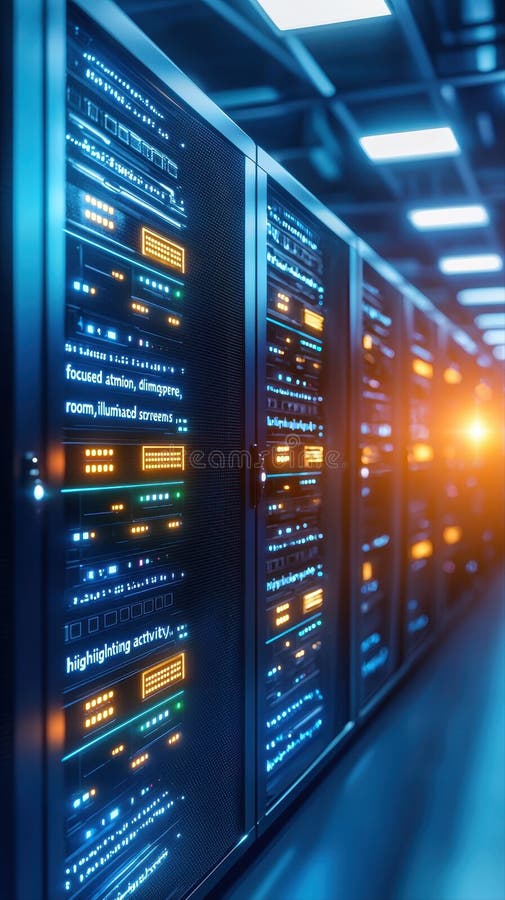 Efficient server room filled with advanced computing equipment designed for high-volume crypto mining operations stock photos