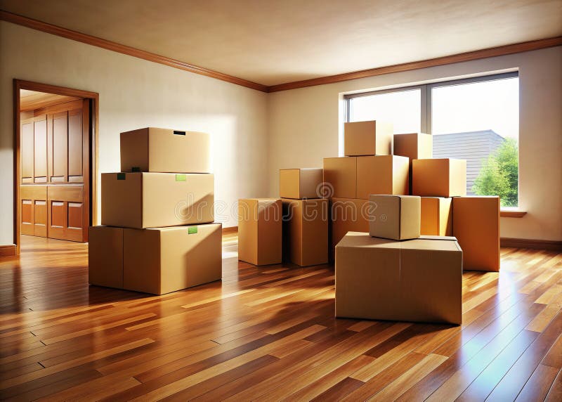 Efficient Stylish Moving Boxes Brown Cardboard Solutions for Your Next Home or Apartment Relocation royalty free illustration