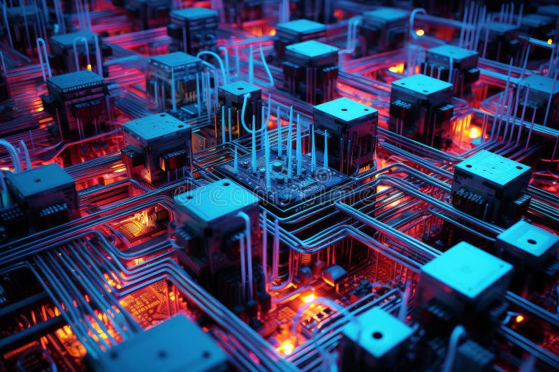 Efficient System network processor server. Generate Ai stock photos