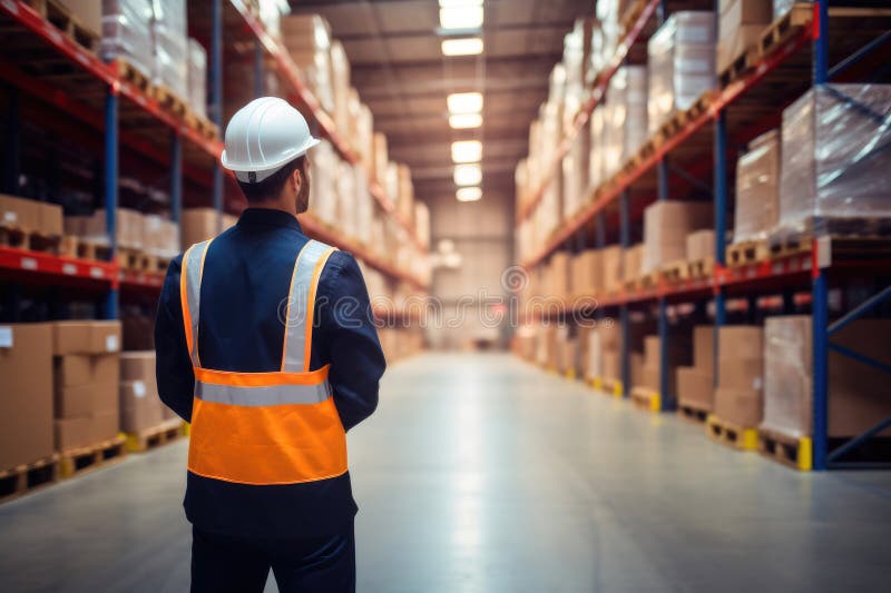 Efficient Warehouse Operations with Worker. vector illustration