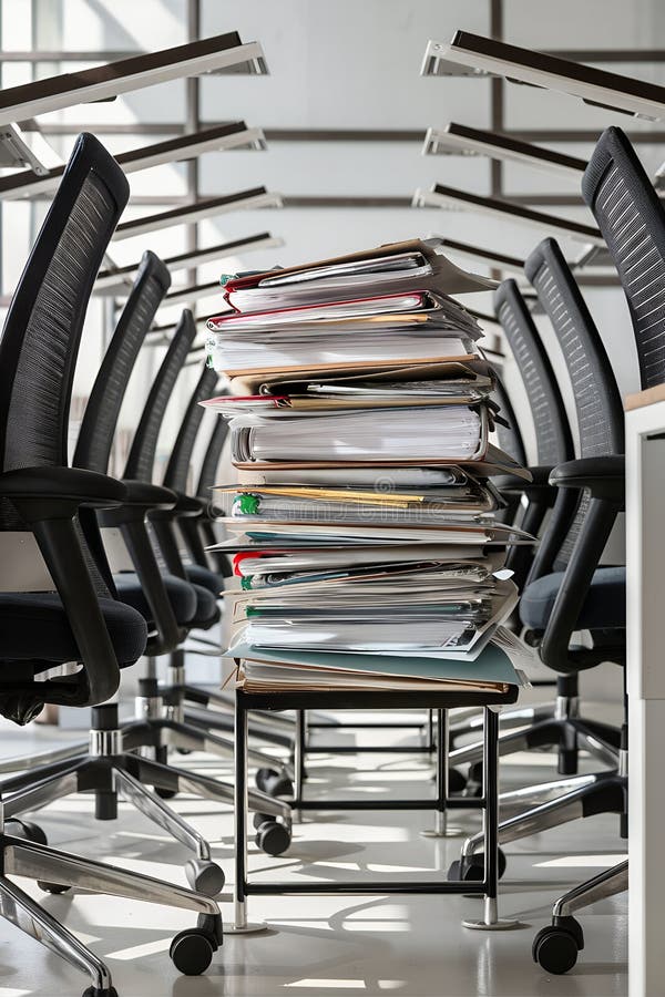 Effizienz strukturierter Büros inmitten unberührter Büroarbeit lizenzfreie abbildung