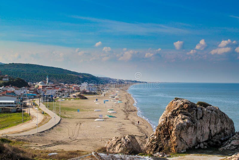 Egerce and Mesudiye Public Beach. Mudanya, Bursa, Turkey Stock Image