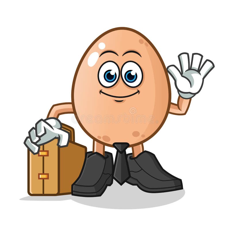 Egg al trabajador que celebra el ejemplo de la historieta del vector de la mascota de la maleta stock de ilustración Egg al trabajador que celebra el ejemplo de la historieta del vector de la mascota de la maleta stock de ilustración