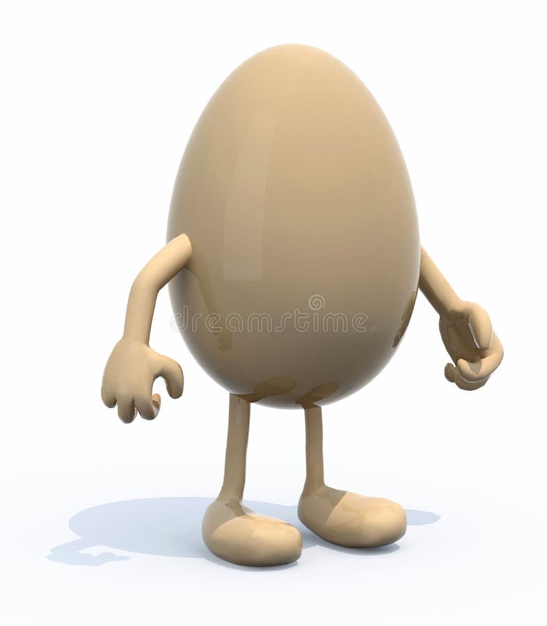 Egg with Arms and Legs Protruding from the Shell Stock Illustration