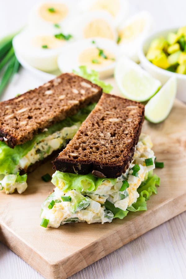 Egg and Avocado Sandwiches with Cream Cheese Stock Photo Image of