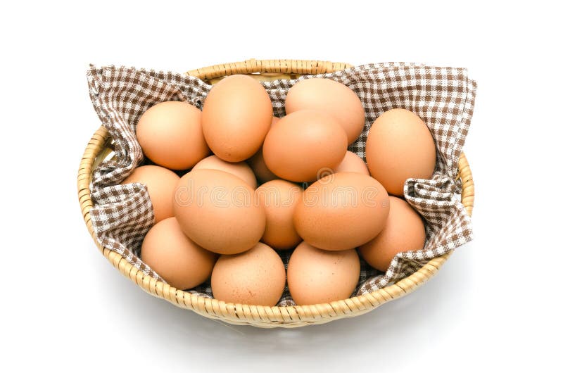 Egg in a Basket with Brown Cloth. Stock Photo Image of breakfast