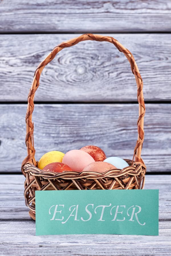 Egg Basket and Easter Card. Stock Image Image of christ, font 90209421