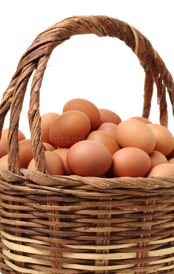 Egg in basket wicker stock photo. Image of container 108880772