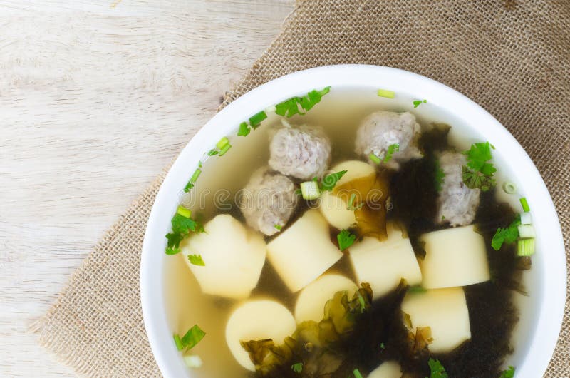 Egg Bean Curd Soup with Pork Thai Style Stock Photo Image of dinner