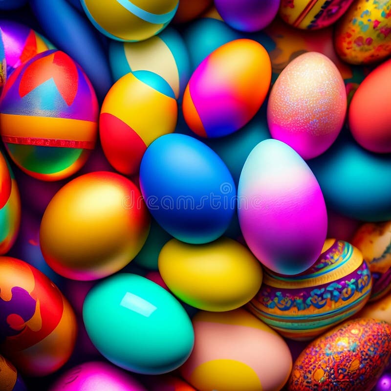Eggcellent Neon Egg Collection AI Generated Illustration Stock