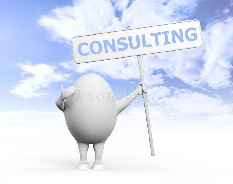 Egg Character Holidng Consulting Sign