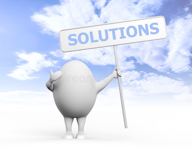 Egg Character Holidng Solutions Sign