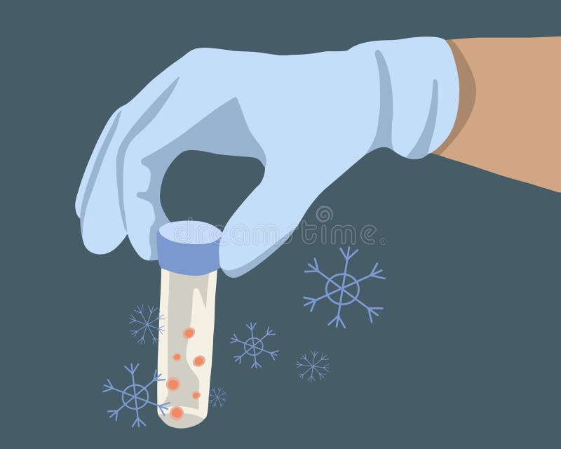 Egg freezing vector isolated illustration. A hand holds a test tube with eggs. Artificial insemination.