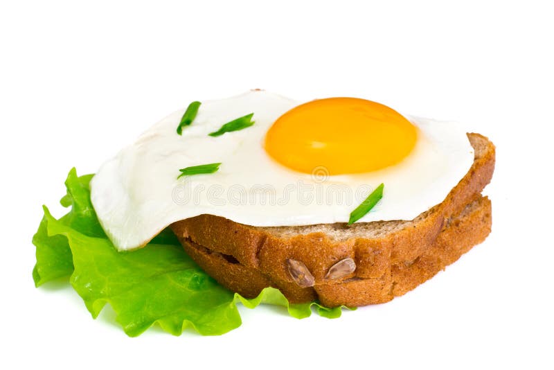 Egg Fried Bread with Lettuce, Sandwich for Breakfast Stock Photo
