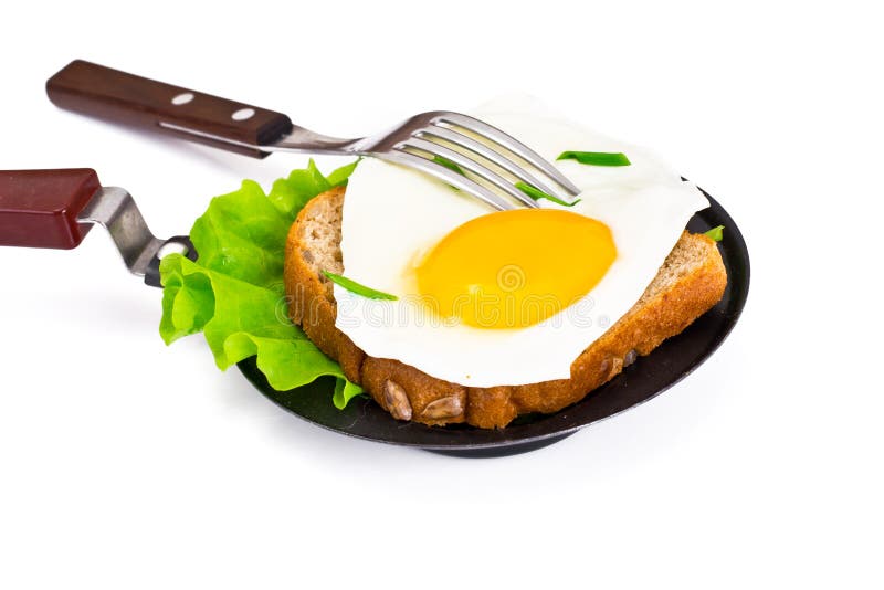 Egg Fried Bread with Lettuce, Sandwich for Breakfast Stock Image