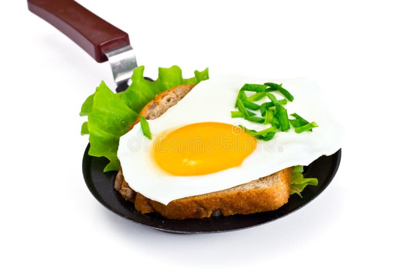 Egg Fried Bread with Lettuce, Sandwich for Breakfast Stock Photo