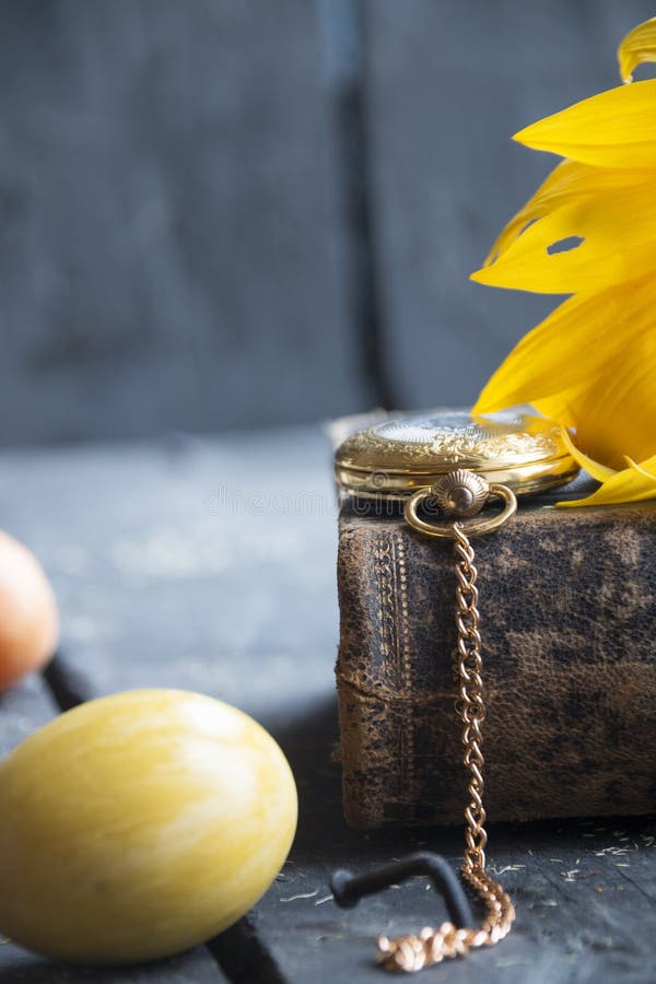Egg Gold Pocket Watch Easter Background Stock Photos Free & Royalty