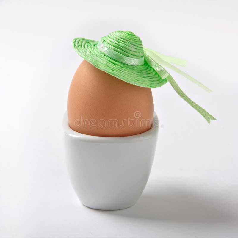 Egg with a green hat