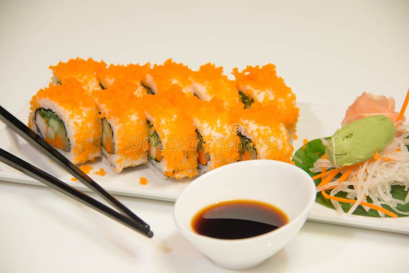 Egg Imitation Crabmeat Cucumber Roll Sushi Stock Image Image of