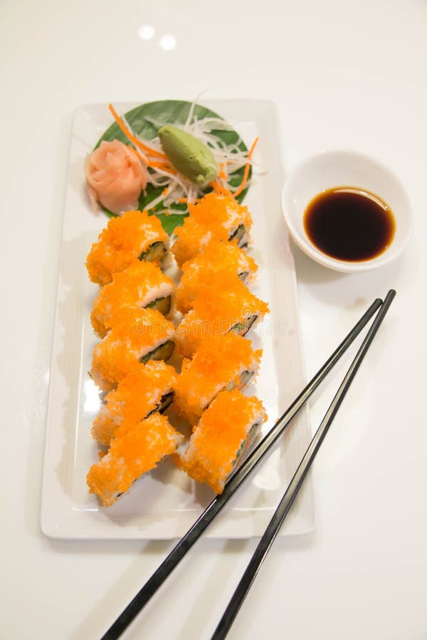 Egg Imitation Crabmeat Cucumber Roll Sushi Stock Image Image of