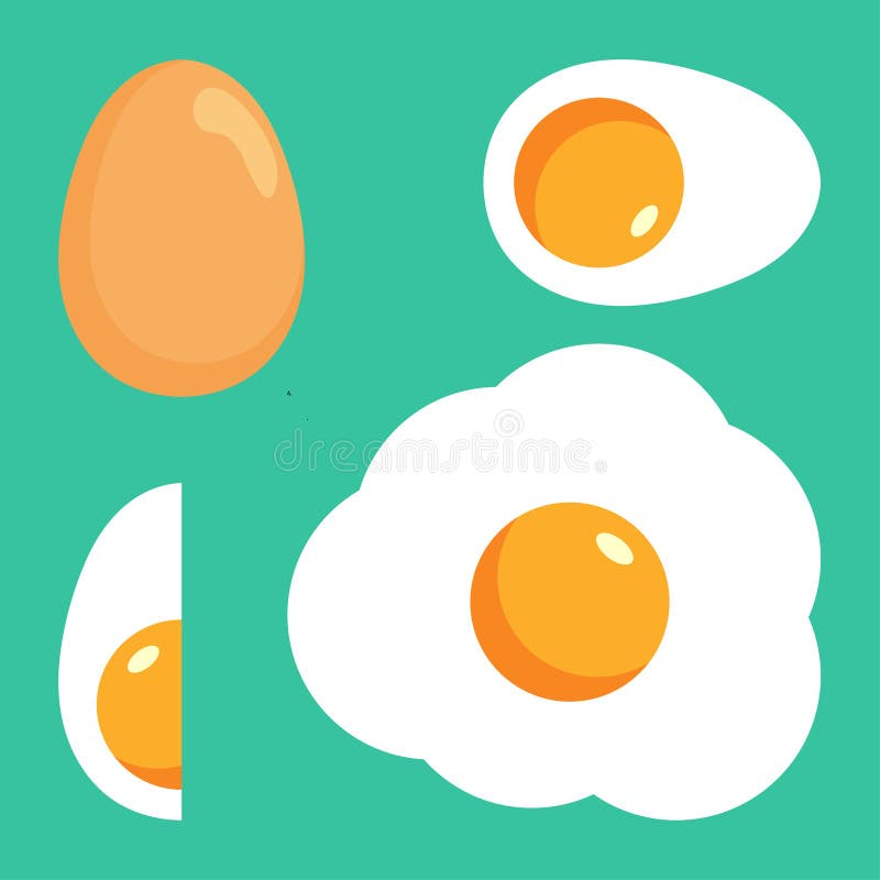 Egg isolated on black background. Set of fried, boiled, half eggs. Eggs in various forms. Egg logo vector design vector illustration