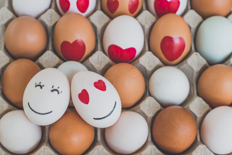 Egg in Love and Happy Eggs. Happy Valentines Day Stock Image Image of