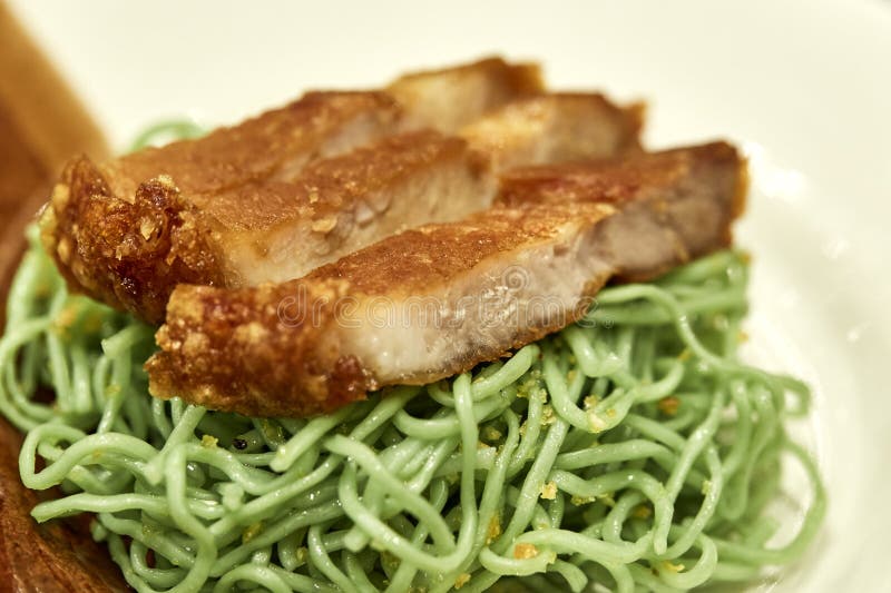 Egg Noodle with Crispy Pork Stock Photo Image of fried, dish 106826862