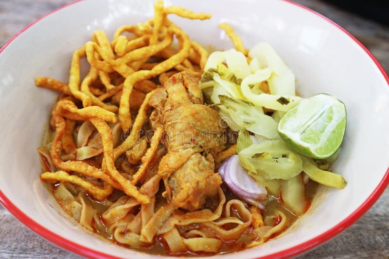 Egg Noodle Curry Soup with Chicken Stock Image Image of chicken