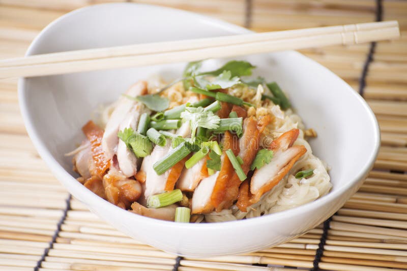 Egg Noodle with Roast Chicken Stock Photo Image of making, crispy 48784432