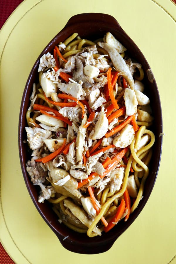 Egg Noodles with Chicken and Vegetable Toppings Stock Photo Image of