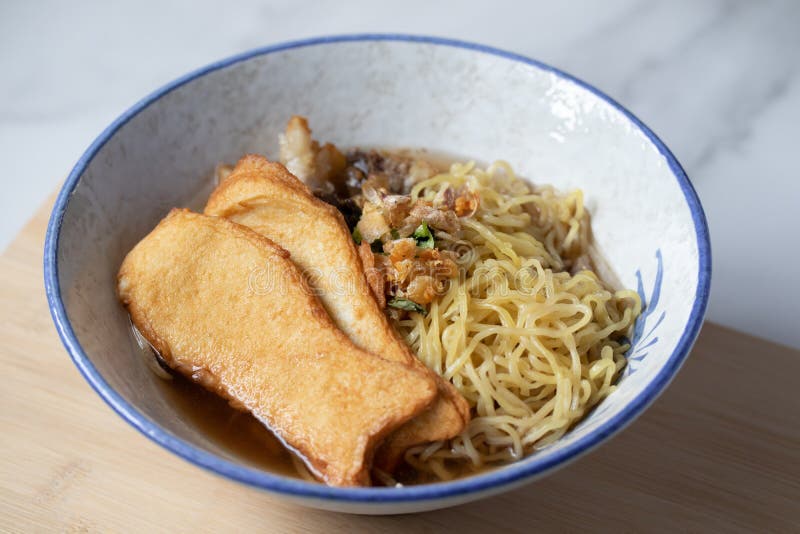 Egg Noodles with Fish Balls in Clear Soup Stock Image Image of