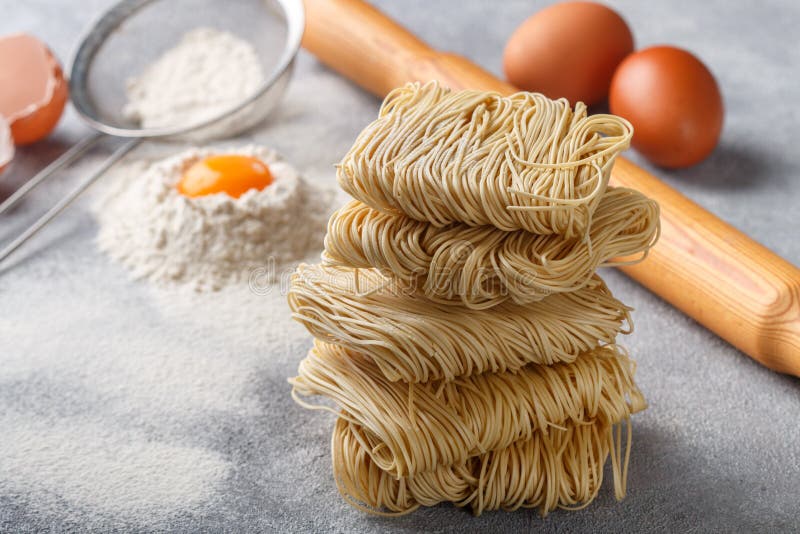 Egg Noodles and Ingredients Stock Photo Image of homemade, noodle