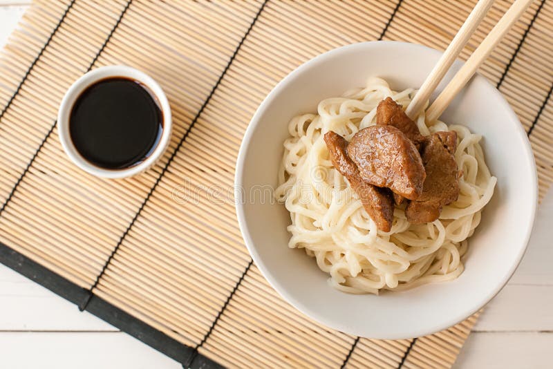 Egg Noodles with Teriyaki Meat Stock Photo Image of homemade, lunch