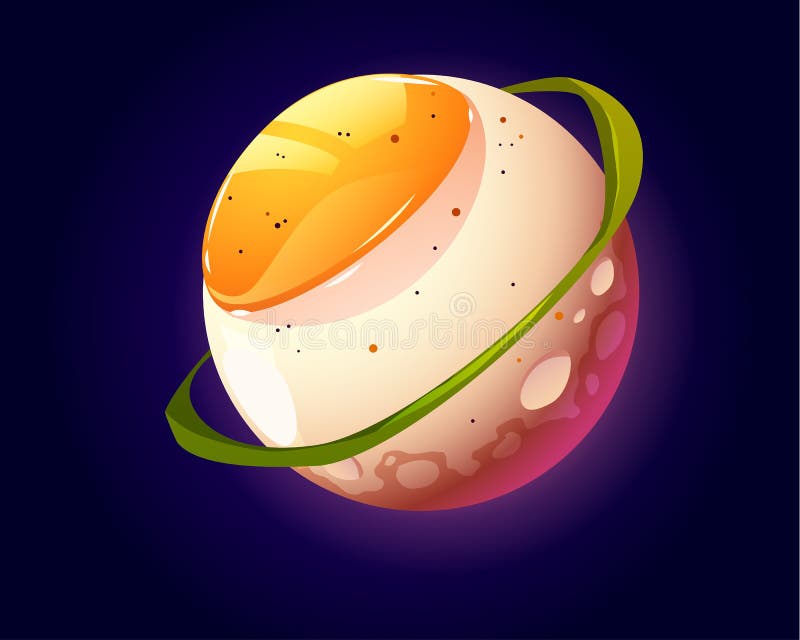 Egg planet in outer space. funny food ovum sphere