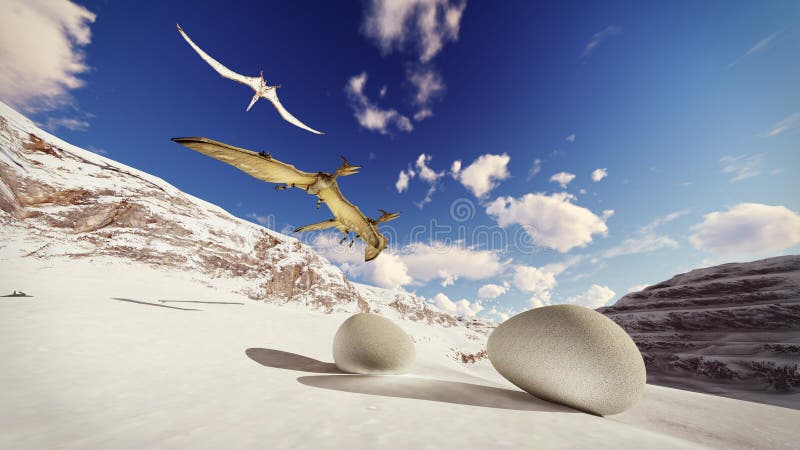 Egg Pterodactyl 3d Rendering Stock Illustration 750067945