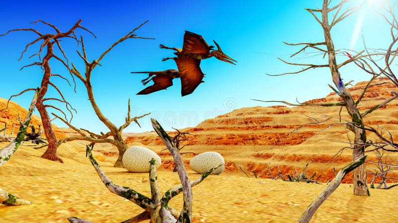 Egg and Pterodactyl 3d Rendering Stock Illustration - Illustration of  nature, danger: 102026224