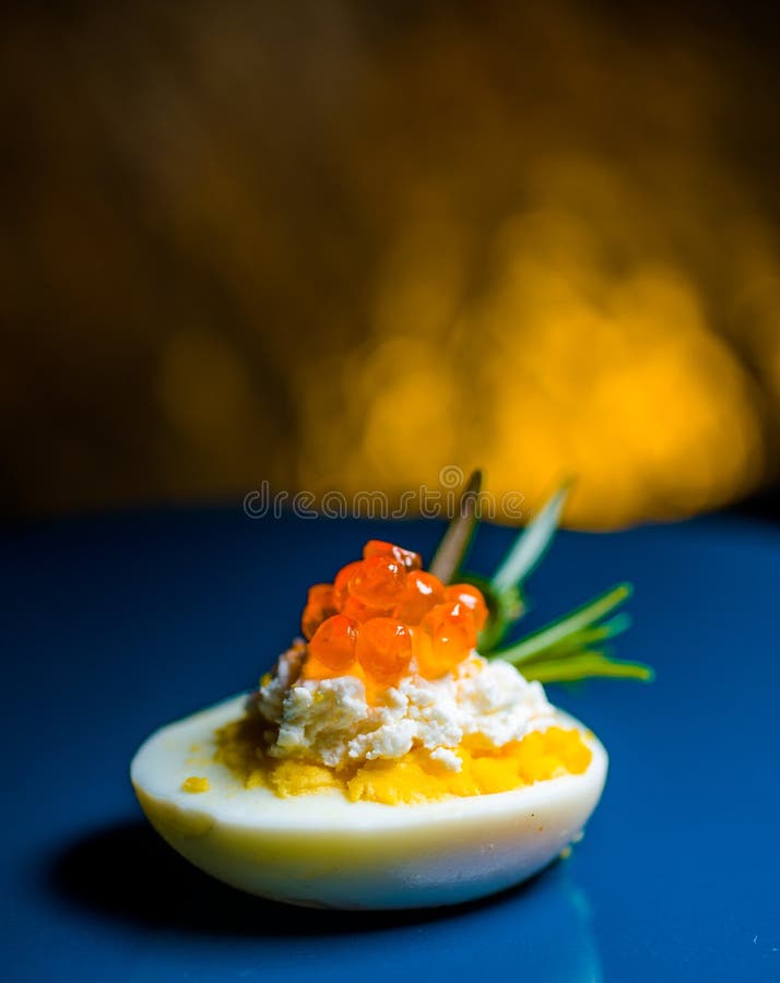 Egg with Red Caviar Best Food Easy Food Fast Food Easter Food Stock
