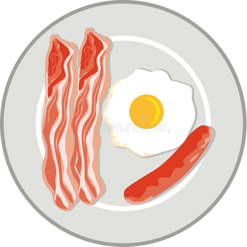 Egg Sausage Bacon Plate Retro Stock Vector Illustration of food, meal