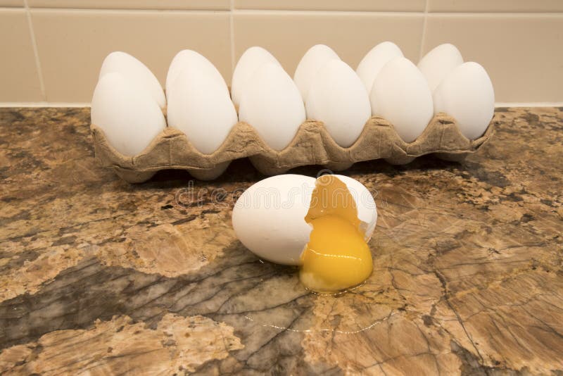Cracked Egg Shell On The Counter Stock Photo Image of kitchen