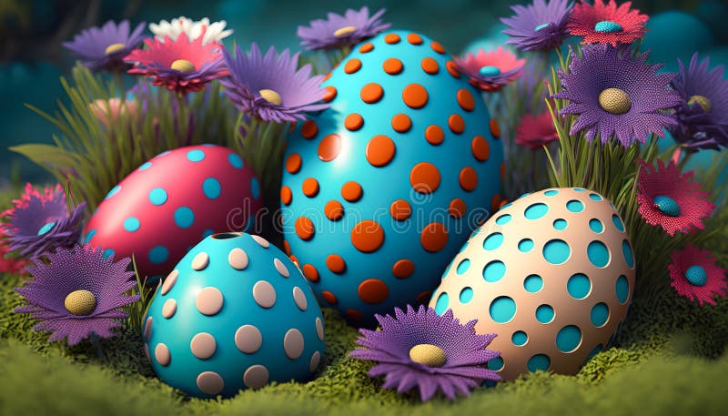 Egg-stra Special Decorations: Colorful Eggs Adorned with Delicate Flowers - ai generated