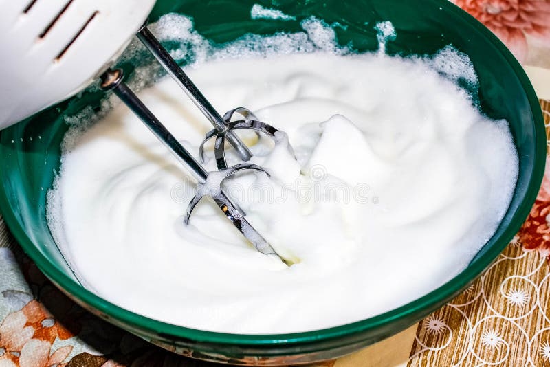 Egg White Whipped with a Mixer in a Cup Stock Image Image of eggshell