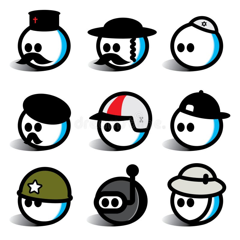 Egghead people with hats